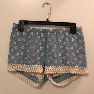 Blue Floral Lace Shorts
